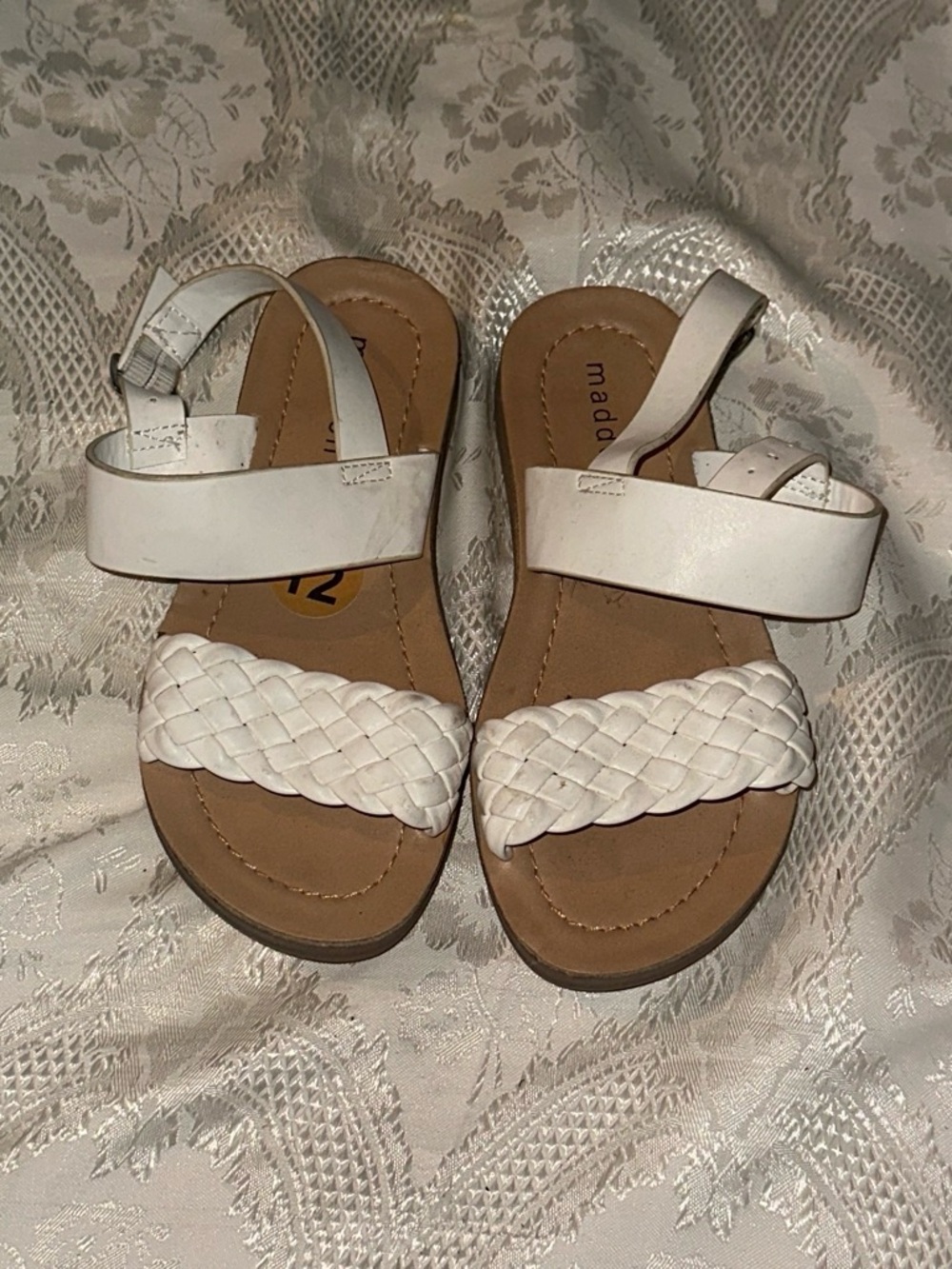 Madden Girl White Braided Strap Ankle Sandals